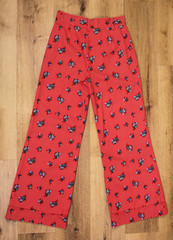 VTG Women’s 70s Red Polka Dot & Blue Floral Bell Bottom Pants Sz 29″ / M 1970s