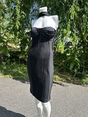 Vintage 2004 Gucci Black Silk Pleated Halter Open Back Dress IT 42 Tom Ford Era