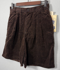 NWT Deadstock Essentials Women’s 10 Corduroy Brown Plaid Shorts Pleated 90s