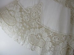Antique Skirt cotton lace linen handmade circle petticoat knee length 1920s 1900