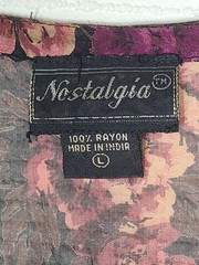 Vtg 90s Black Rose Floral Dress Nostalgia L Rayon Crinkle Crepe Goth Craft Boho