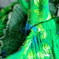 Vintage 90s Hawaiian Tropical Floral Sundress Smocked Green Hibiscus Tiki Pinup