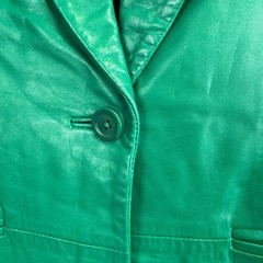 Michael Hoban North Beach Green Leather Blazer Jacket Vintage Womens Size 7/8