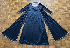 1970s Custom Opera Stage Recital Gown Costume Shoulder Cape Rhinestone Dress VTG