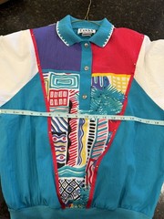 Vintage Teddi 80s 90s Colorblock Pattern Collared Bomber Jacket Small USA