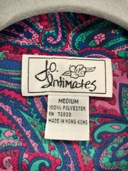 VTG Jo Intimates Sleep Shirt Womens Medium Pink Paisley Buttons Short Sleeve