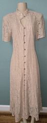 Vintage Betsy’s Things Lace Cream Victorian Style Dress with Slip Size 14