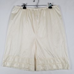 Adonna Pettipants Womens 2X Slip Nylon Bloomers JC Penny Lace Accent Beige