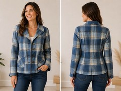 Vintage Pendleton Petite Blue Plaid Wool 49er Jacket Made In USA Medium Button