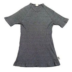 Vintage YMLA Shirt Womens M Tight Fitting Gray Ribbed USA Polyester Cotton