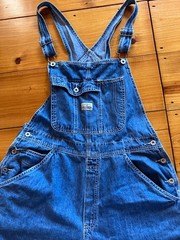 VINTAGE~OLD NAVY ~Carpenter Blue Cotton Denim Bib Overalls~Wide Leg~FARM CORE~XL