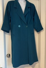 Michelle Stuart VTG 90s Peacock Blue Wool Coat BARGAIN Fits L