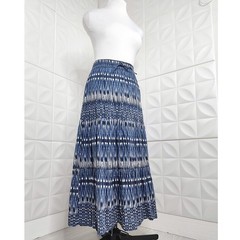 MUDD Y2K Blue Broomstick Maxi Skirt Beachy Boho Elastic Drawstring Cotton XL