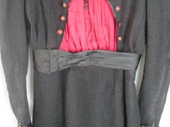 Dress Ladies Woman’s True Vintage 1930’s – Black Wool, Silk – Early Art Deco
