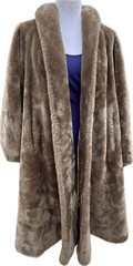 Vtg 60s Coat Swing Plush Jacket Old Hollywood Borgana Faux Fur Taupe Brown S M