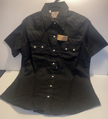 Vintage DC Dee Cee Pearl Snap Up Black Shirt USA Made L 11/12 Western NWT