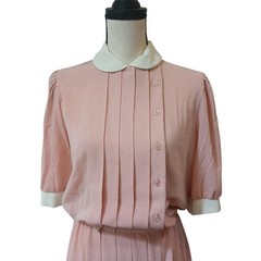 1970s Sears Fashion Place Pink Dress Size 14 W/Collar Career Church Vintage #L12