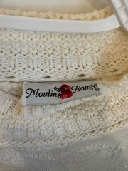 Vintage Cropped Sweater Pullover Chunky Knit Cream Textured Moulin Rouge