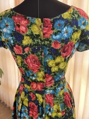 NWOT Vintage 50s Multi Floral Cotton FULL Dress JEUNESSE Pockets BELT M L SPRING