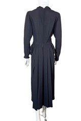 Vintage 40s Chic Black Crepe Peplum Swag Dress S