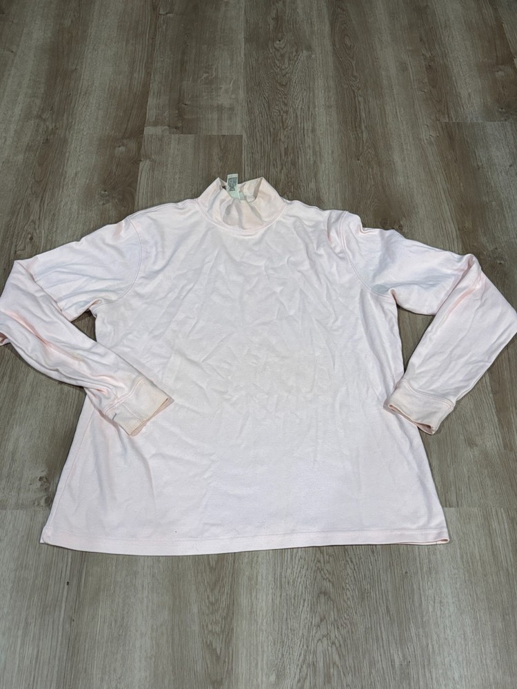 Vintage LL Bean Turtleneck Shirt Women Light Pink Basic Cotton Polyester Blend M
