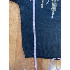 Vtg 80s 90s Silk Sweater Womens L Black Sequin Glam Bling Avant Garde Artsy