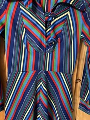 VTG 1970s Chevron Print Women’s Dress (flaw-sewing) Women’s XXS Bust 32” W-24”