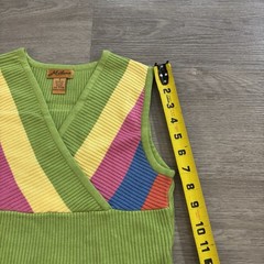 Vintage 90s Color Block Tank Top S Yellow Green Pink Lime Colorful Retro Milano