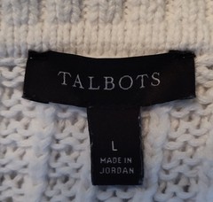 Talbots Sailor-Collar Sweater Cotton White Size Large