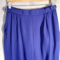 Vintage Stirrup Pants Chaus 10 – Blue High Waist Front Zip Poly Rayon Blend 80’s