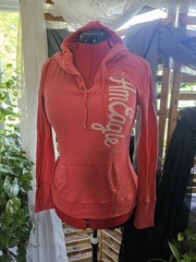 vintage y2k womens top American Eagle large orange tshirt hoodie long sleev
