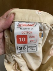 Vintage St. Michael UK Cotton Flow Skirt Cream Multicolor Floral Button 25in