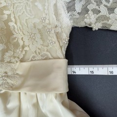 Vintage 1970s Cream Ivory Wedding Gown Babydoll Prairie Lace Cottage XS Handmade