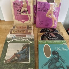 17 Vintage Nylons Lot Fits Size XL XXL 44-52” Hips Extra Large Tall New Taupe