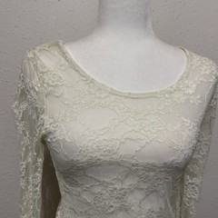 Vintage Y2K Panhandle Slim Lace Stretch Top size Large Grunge goth rodeo White