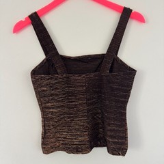 vtg 90s FORMULA X Brown Bronze Copper METALLIC Tank Top Club Delias S USA Y2K
