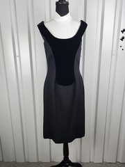 Carolina Herrera Vintage Womens Black Sleeveless Velvet Wool Sheath Dress Size 8
