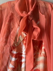 RARE gorgeous Vintage Maxi Dress With Sheer Matching Pussy Bow Lounge Robe