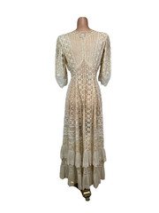 Antique Edwardian 1900’s Ecrew Lace Tea Dress Bridal Dress Delicate Ivory AS IS