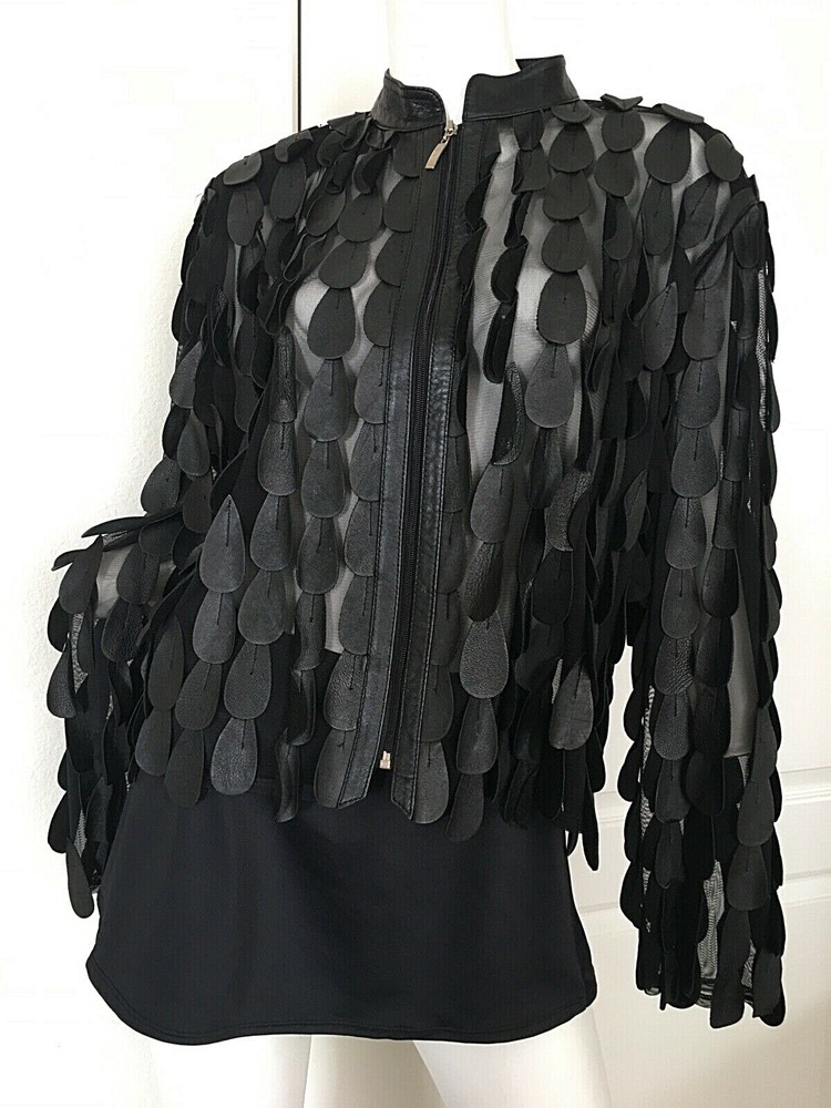 Sexy Black Leather Jacket M/L Vintage