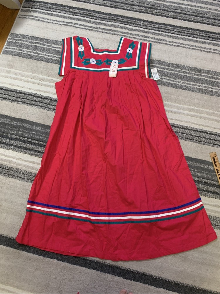 Vintage Naqui Dress Ethnic Muu Muu Hot Pink Patchwork Size 2X