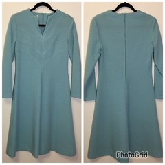 Vintage 70s Wool Blend Long Sleeve Secretary Dress Monochrome Plus Size Volup T8
