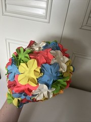 2 Vintage Jantzen Swim Cap Flower Multicolor Rubber Petal 1960s Retro Style