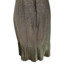 Vintage Gold Dress Pleated Hem Metallic Lurex Handmade Size Small