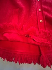 60s MCM Red Granny Cape Poncho Fringe Sweater Cardigan Orlon Acrylic sweeTree