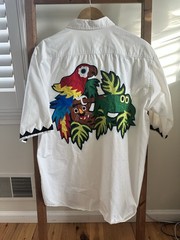 Vintage 80’s Tropical Animal Patchwork Button-Up Medium Rain Forest Puerto Rico