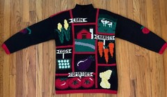 Vintage 1980s Karen Scott Handknits Vegetable Garden Turtleneck Sweater Women M