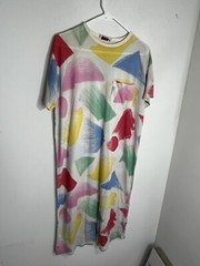 CLOVIS RUFFIN Saks 5th Ave 70s Art Sketch Print Shirt Dress VTG Stranger Things