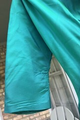 1950’s VTG TURQUOISE SATIN HARRY KEISER SZ XS-S 30” Breast DRESS T-Length USA