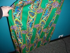 Vtg 70s Cotton Barkcloth Maxi Dress BRIGHT Green orange Turquoise Purple Sz S